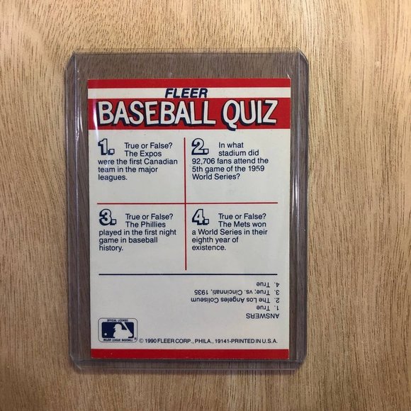 1989 - MLB  Fleer Sticker Trading Card - Picture 2 of 2